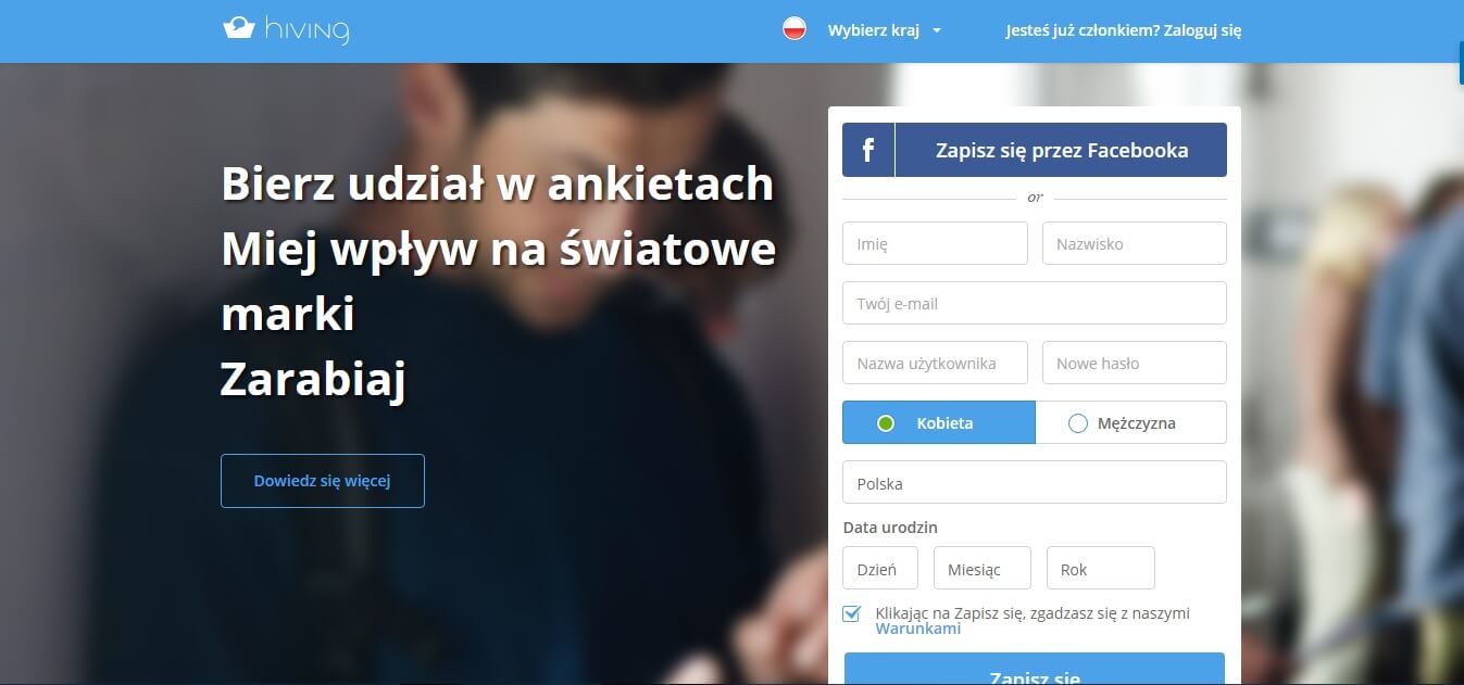 Strona WWW Hiving Screen Strony WWW Hiving
