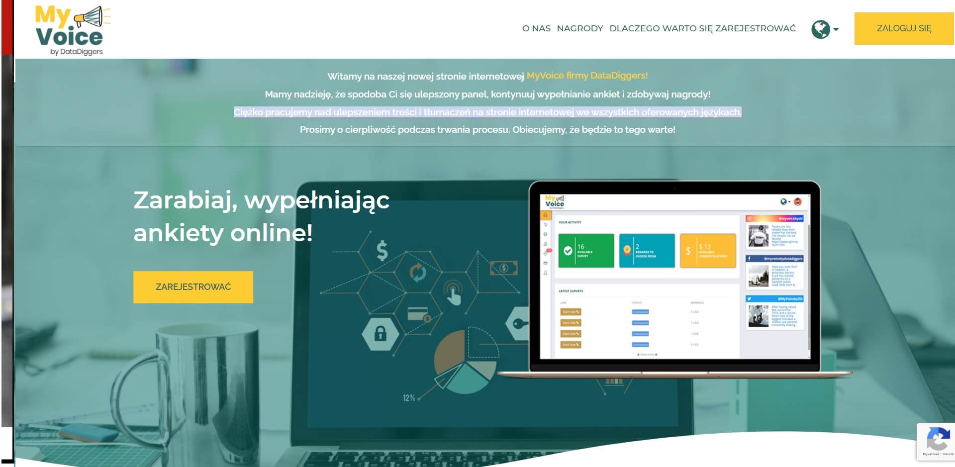 Strona WWW MyVoice By DataDiggers Screen Strony WWW MyVoice By DataDiggers